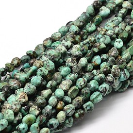 Natural African Turquoise(Jasper) Nuggets Beads Strands, Tumbled Stone, 5~10x6~7x3~7mm, hole: 1mm, about 14.9 inch ~15.7 inch