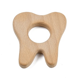 Natural Beech Wooden Baby Teething Toys, Teething Rings for Newborn Toddler Infant, Tooth