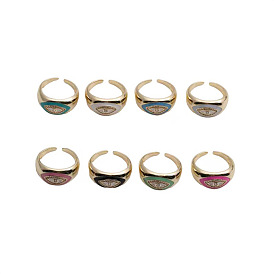Fashionable Adjustable Multicolor Open Ring for Women, Copper Plated with Real Gold