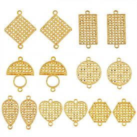 10Pcs 5 Styles Alloy Links Connectors, Rectangle/Hexagon/Arch/Heart/Flat Round