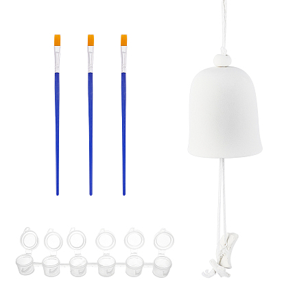 DIY Wind Chime, with Cone Shape Porcelain, Polyester Cord, 6 box Plastic Empty Paint Palette and 3pcs Paint Brushes Pens Accessories