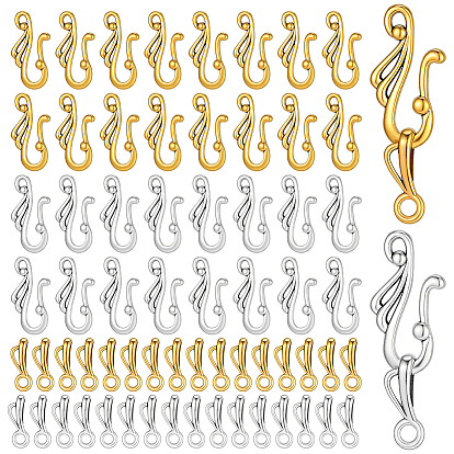 100 шт. 2 цвета, застежки-крючки и S-образные застежки в тибетском стиле, без свинца и без кадмия