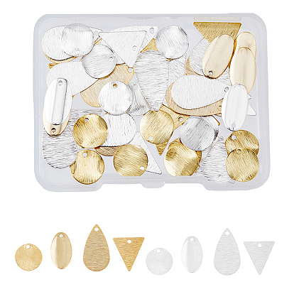 64шт 8 стиль латунные подвески, каплевидная и плоская круглая и треугольная