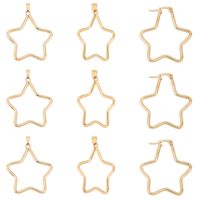 304 нержавеющей стали ювелирных изделий, серьги обруча и подвески, звезда