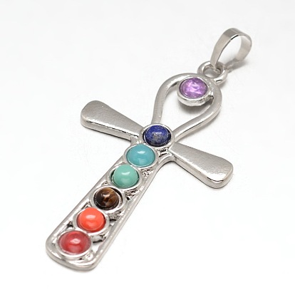 Чакра ювелирные изделия латунь драгоценного камня крест большие подвески, без кадмия, без никеля и без свинца