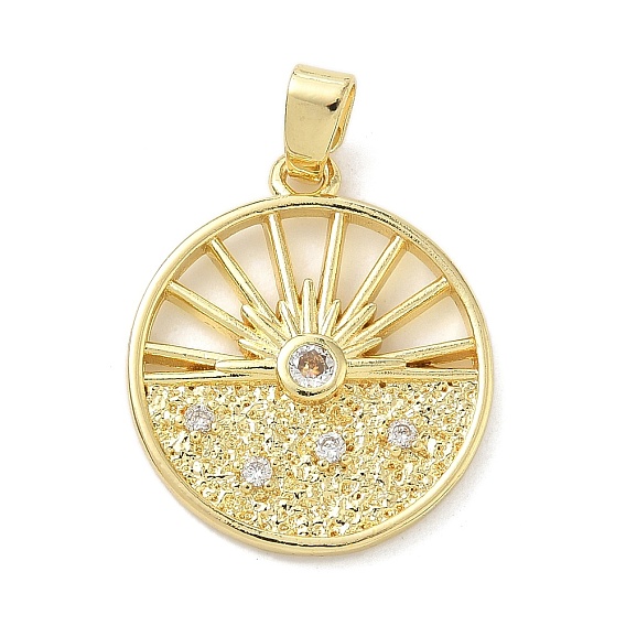 Латунные микро проложить кубического циркония подвески, плоские круглые и восход солнца подвески, долговечный, без кадмия и без свинца