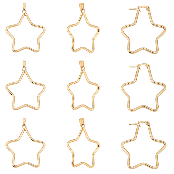304 нержавеющей стали ювелирных изделий, серьги обруча и подвески, звезда