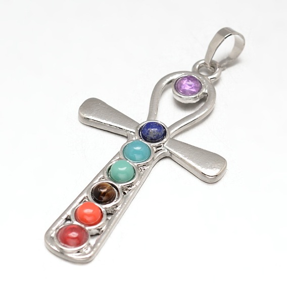 Чакра ювелирные изделия латунь драгоценного камня крест большие подвески, без кадмия, без никеля и без свинца