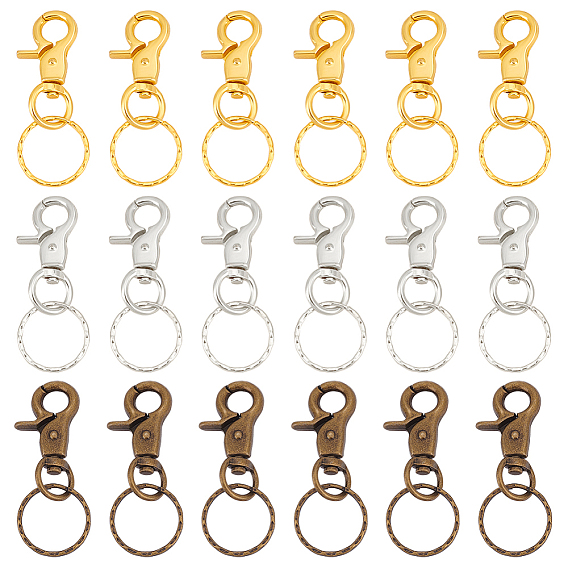 18шт 3 цвета железные поворотные застежки с кольцами для ключей