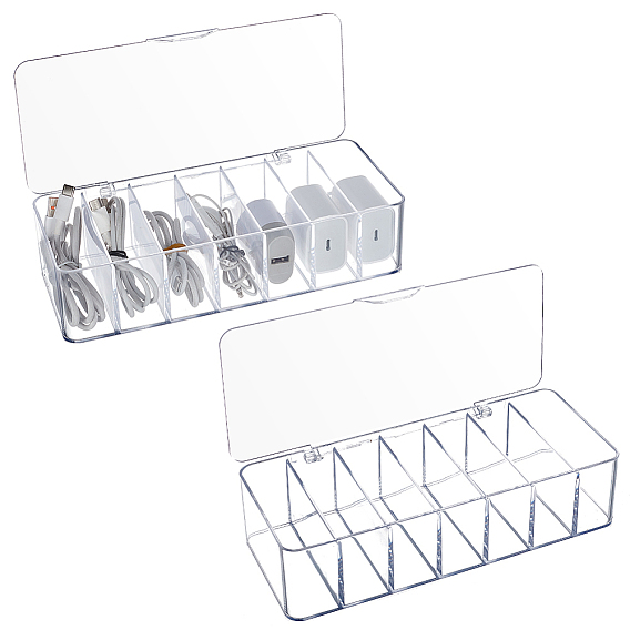 Прозрачный пластиковый кабельный органайзер, ящик для хранения зарядных устройств, удлинители и кабели