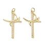Латунные микропаве прозрачные подвески с фианитом, стойки покрытие, долговечный, без свинца и без кадмия, фе вера крест амулеты