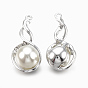 Alloy Pendants, with Rhinestone and ABS Plastic Imitation Pearl, Crystal, Creamy White