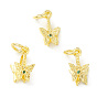 Rack Plating Brass Pave Cubic Zirconia Butterfly Ice Pick Pinch Bails, Cadmium Free & Lead Free, Long-Lasting Plated