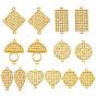 10Pcs 5 Styles Alloy Links Connectors, Rectangle/Hexagon/Arch/Heart/Flat Round