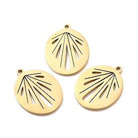 Ion Plating(IP) 316 Surgical Stainless Steel Pendants, Hollow, Oval