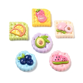 Cute Opaque Resin Imitaiton Food Decoden Cabochons, Fruit Biscuits, Mixed Color