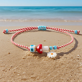 Браслеты из стекла, сплетенные из стекла, цветок с грибом