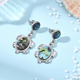 Серьги-гвоздики в виде черепахи из натуральной раковины морского ушка., с 304 фурнитурой для сережек-гвоздиков из нержавеющей стали для женщин