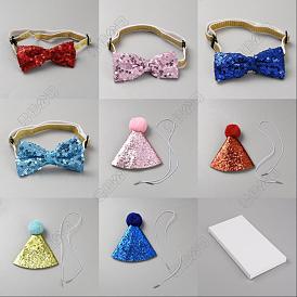 Polyester Dog Bow Ties and Birthday Hat, with Adjustable Collar
