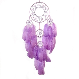 Iron Pendant Decoration, Five Woven Net/Web with Feather for Home Hanging Decorations