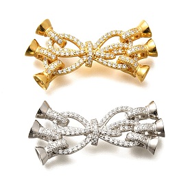 925 Складчатые застежки из стерлингового серебра с микропаве из прозрачного кубического циркония, бантом