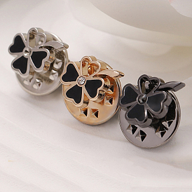 Zinc Alloy Clover Brooch Pin, Creative Badge for Jackets Hats Bags