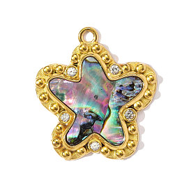 304 подвески из ракушек пауа из нержавеющей стали, звезды прелести, со стразами, ионное покрытие (ip)