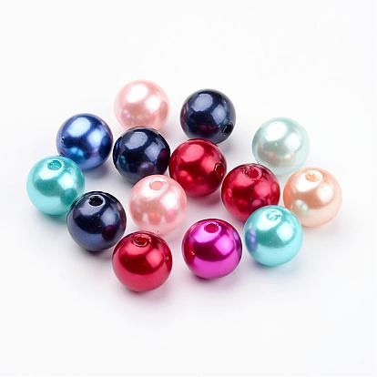 Perles acryliques opaques, style de perle d'imitation, ronde
