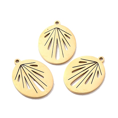 Ion Plating(IP) 316 Surgical Stainless Steel Pendants, Hollow, Oval
