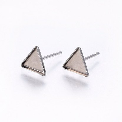 304 Stainless Steel Stud Earring Settings, Triangle