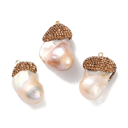 Подвески из латуни с топазом и стразами, натуральные жемчужины Кеши самородки амулеты, долговечный