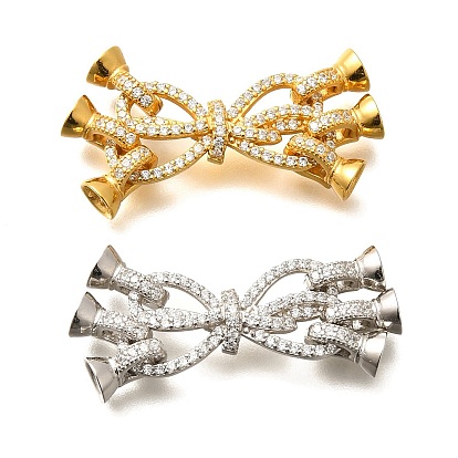 925 Складчатые застежки из стерлингового серебра с микропаве из прозрачного кубического циркония, бантом