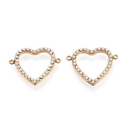 304 подвески из нержавеющей стали, сердечки из искусственного жемчуга, имитирующего АБС-пластик, ионное покрытие (ip), белые