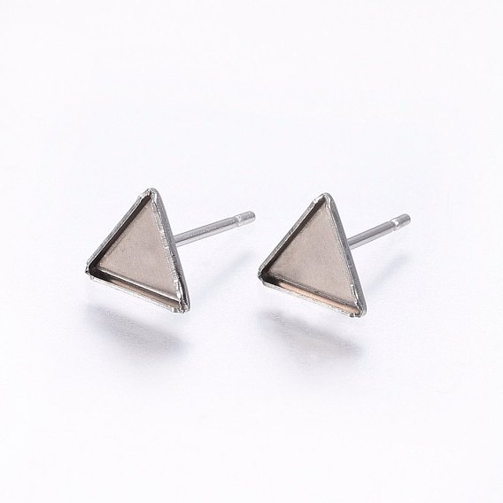 304 Stainless Steel Stud Earring Settings, Triangle