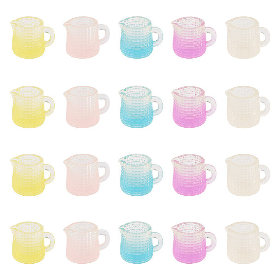 20 pièces 5 mini-modèle de tasse en résine de différentes couleurs, accessoires de maison de poupée micro paysage, faire semblant de décorations d'accessoires