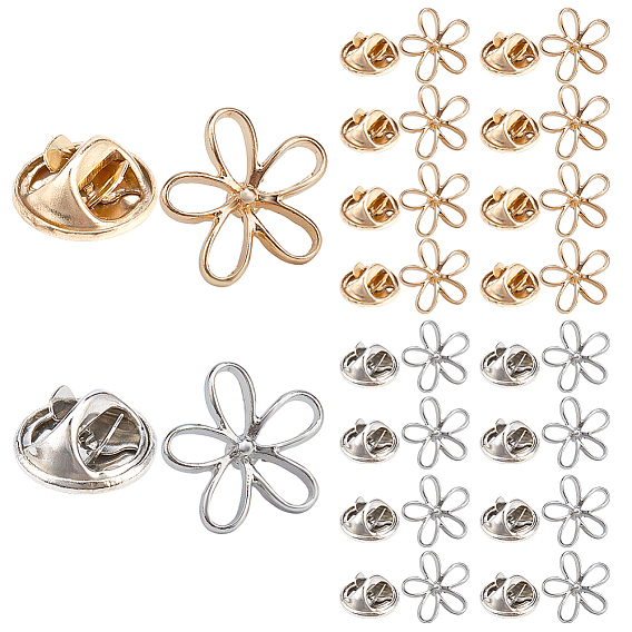 20 шт. 2 цвета легированные антибликовые значки броши, фиксированные прищепки, платиной и золотом