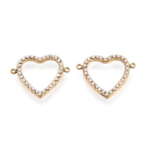 304 подвески из нержавеющей стали, сердечки из искусственного жемчуга, имитирующего АБС-пластик, ионное покрытие (ip), белые