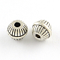 Round Alloy Beads, Grooved BeadsTibetan Style, Cadmium Free & Lead Free, 6x7mm, Hole: 1.5mm, about 1100pcs/1000g