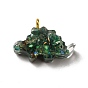 Transparent Resin Pendants, Stegosaurus Dinosaur Charms, with Natural Opal and Dyed Imperial Jasper, Golden