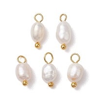 Natural Freshwater Pearl Potato Charms, with Brass Loops