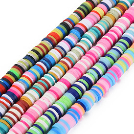 Handmade Polymer Clay Bead Strands, Disc/Flat Round