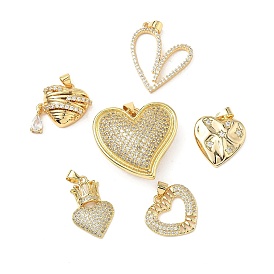 Латунные микро проложить кубического циркония подвески, сердце, без кадмия и без свинца, долговечный, стойки покрытие