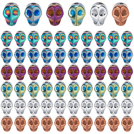 120Pcs 6 Color Electroplated Non-magnetic Synthetic Hematite Bead Strand, Grade AA, Skull