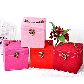 3 Layer Hand-Held Flocking Jewelry Storage Boxes, Large Capacity Jewelry Organizer Cases for Rings Earrings Bracelets, Square