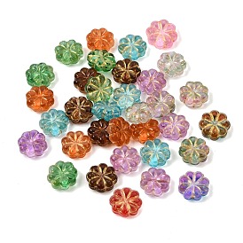 Baking Paint and Golden Metal Enlaced Glass Beads, Clover