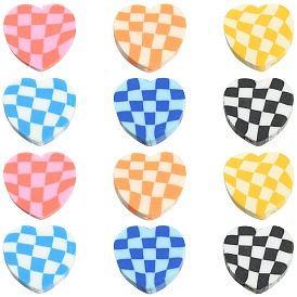 180 шт 6 цвета бусины из полимерной глины ручной работы, сердце с тартаном