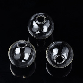 Round Mechanized One Hole Blown Glass Globe Ball Bottles, for Stud Earring or Crafts