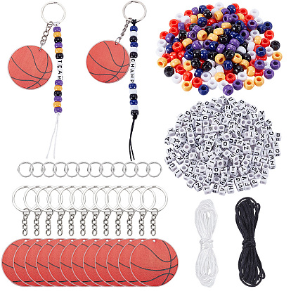 DIY Keychian Making Kits, include Iron Split Key Rings, 304 Stainless Steel Jump Rings, Acrylic Letter Beads,  Acrylic Pendants, Plastic Beads, Nylon Cord