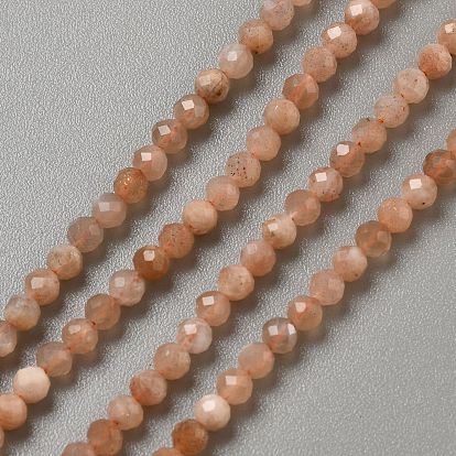 Натуральный Sunstone бисер пряди, граненые круглые
