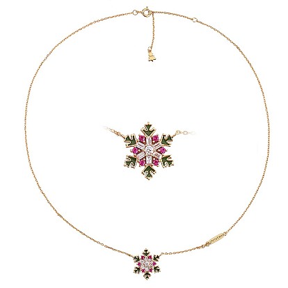 Colorful Cubic Zirconia Christmas Snowflake Pendant Necklace, 925 Sterling Silver Jewelry for Women